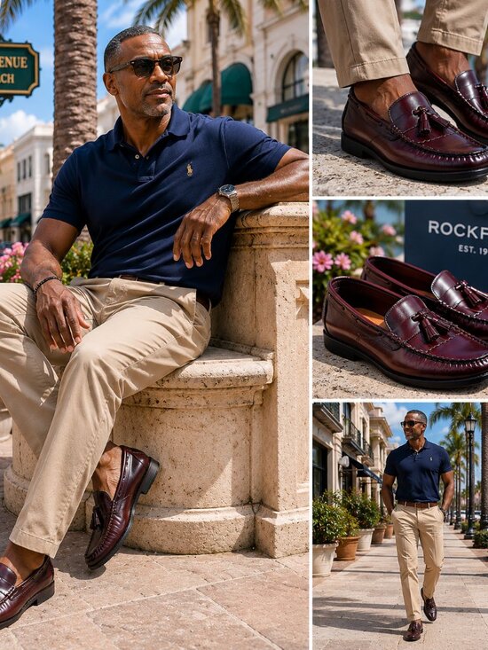 Rockport Burgundy Tassel Loafers Size 13W Excellent Condition Comfort Dress Shoe main image 4